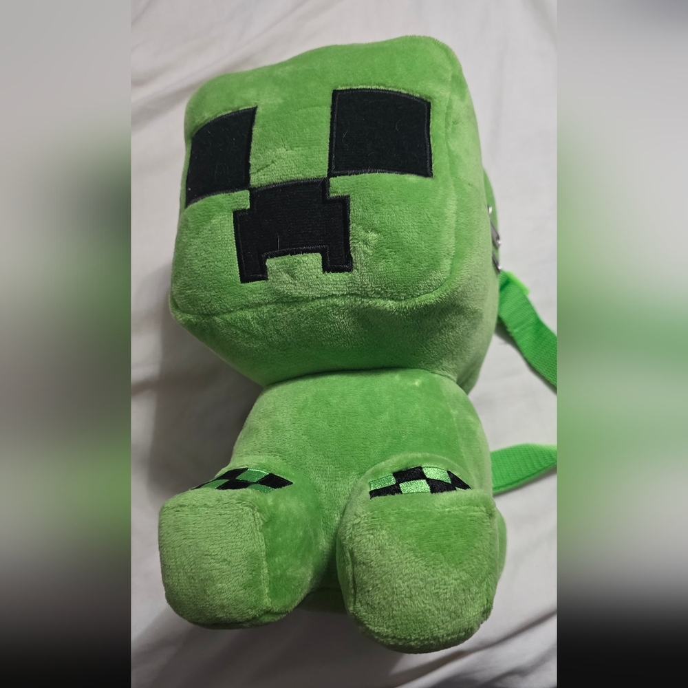 Green Plush Creeper Kids Backpack